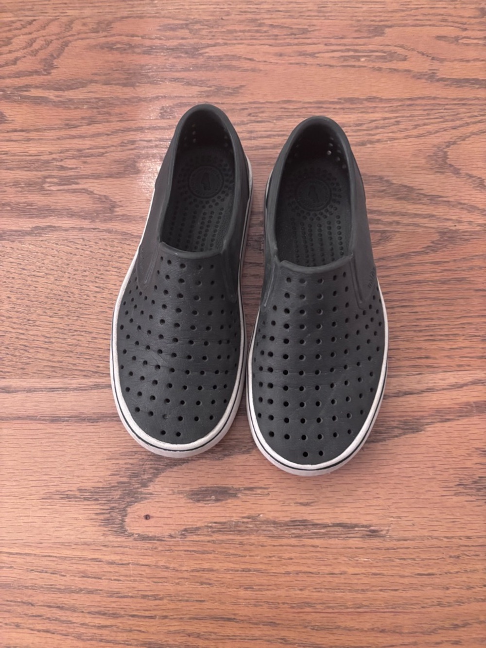 Native Kids Black Slip-On Perforated Water Shoes with White Trim